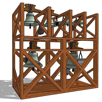 202民族乐器 钟磬 青铜钟架子sketchup草图模型下载