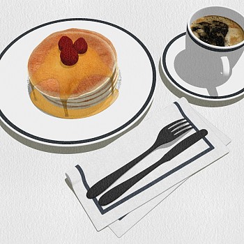 (48)餐具咖啡杯叉子甜点sketchup草图模型下载
