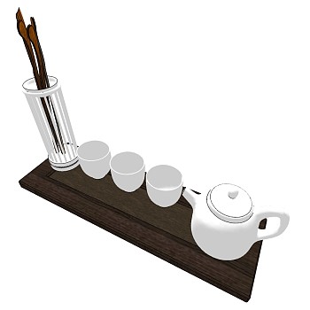 (45)茶壶功夫茶具茶海茶盘茶具托盘sketchup草图模型下载