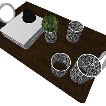 (33)现代茶壶茶具sketchup草图模型下载