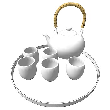 (28)茶壶功夫茶具茶海茶盘茶具托盘sketchup草图模型下载