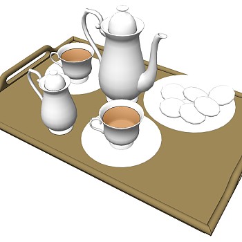 (27)欧式茶壶水壶咖啡杯sketchup草图模型下载
