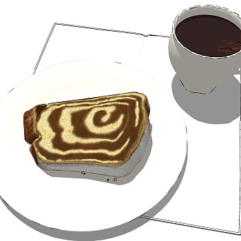(13)咖啡杯甜点盘子sketchup草图模型下载