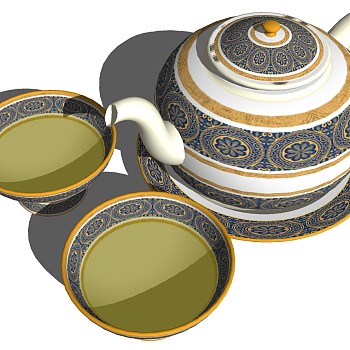 (10)欧式水壶茶壶茶杯咖啡杯sketchup草图模型下载