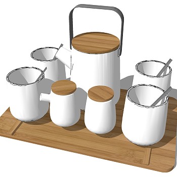 (6)中式茶具茶海茶盘茶壶功夫茶具水壶sketchup草图模型下载