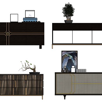 (12) 新中式电视柜sketchup草图模型下载