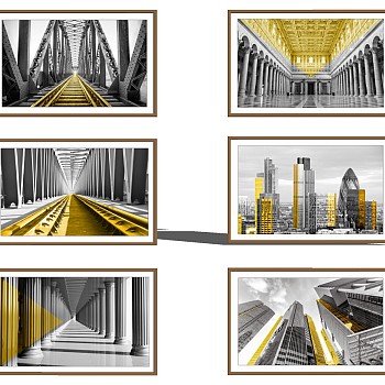 (25)现代城市建筑装饰画挂画sketchup草图模型下载