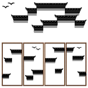 (23)新中式徽派建筑装饰挂画sketchup草图模型下载