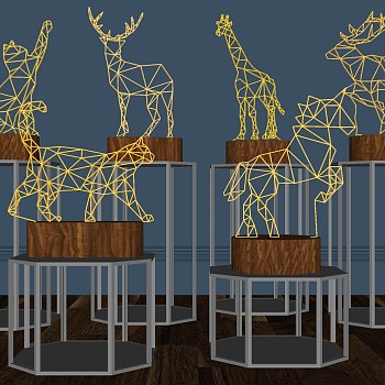 (11)动物金属架灯摆台展台雕塑sketchup草图模型下载