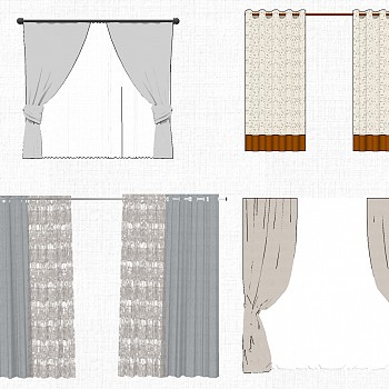 8现代窗帘sketchup草图模型下载
