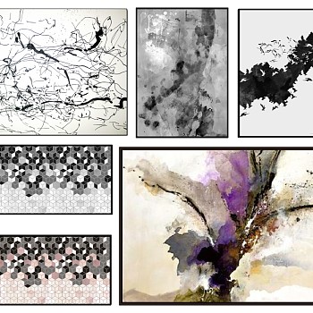 (23) 现代抽象挂画sketchup草图模型下载