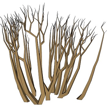 枯树树枝干枝树干摆件sketchup草图模型下载 (17)
