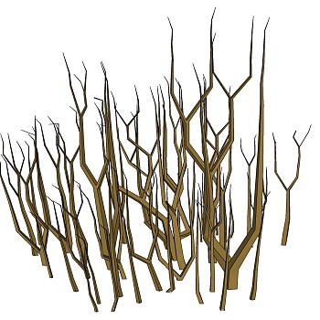 枯树树枝干枝树干摆件sketchup草图模型下载 (16)