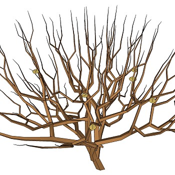 枯树树枝干枝树干摆件sketchup草图模型下载 (15)