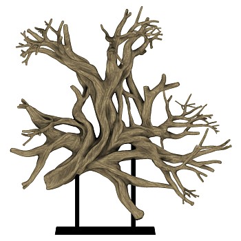 (1)树枝树干干枝根雕摆件sketchup草图模型下载