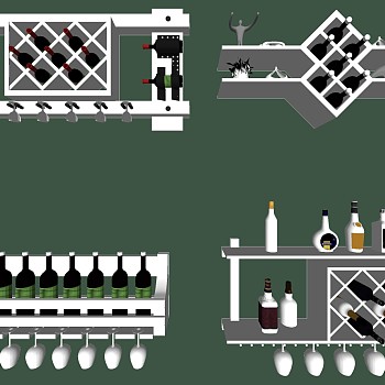 (13)红酒酒架sketchup草图模型下载