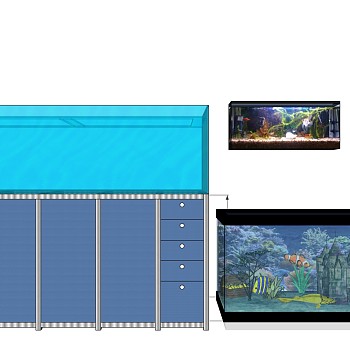 (44)鱼缸水族箱sketchup草图模型下载