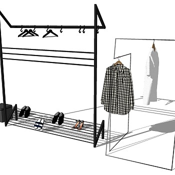(7)服装专卖店货架衣架展架sketchup草图模型下载