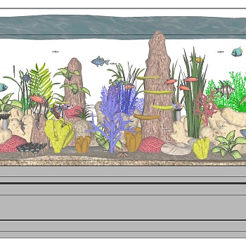 (19)浴缸水族箱小鱼sketchup草图模型下载