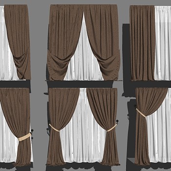 3欧式现代窗帘sketchup草图模型下载