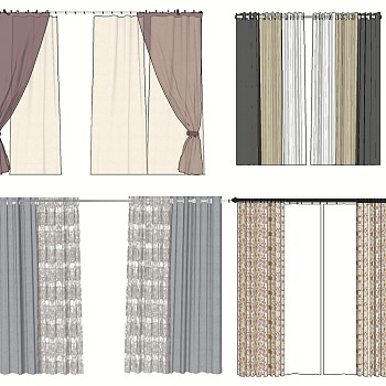 4现代窗帘sketchup草图模型下载