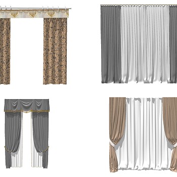 3欧式现代窗帘sketchup草图模型下载