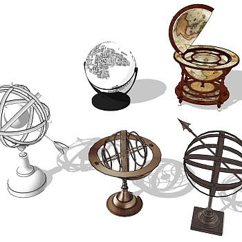 (11)地球仪摆件sketchup草图模型下载