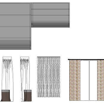 11现代新中式窗帘sketchup草图模型下载