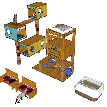 (3)猫舍动物窝儿sketchup草图模型下载