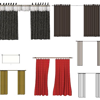 01现代窗帘sketchup草图模型下载