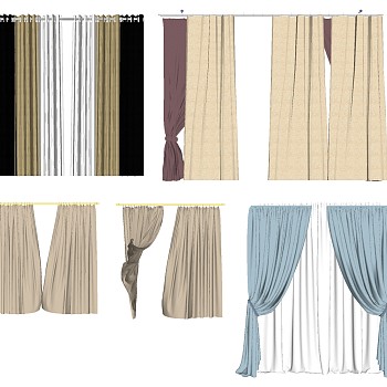 7现代窗帘sketchup草图模型下载