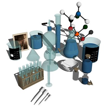 (3)科学实验用品化学器皿sketchup草图模型下载