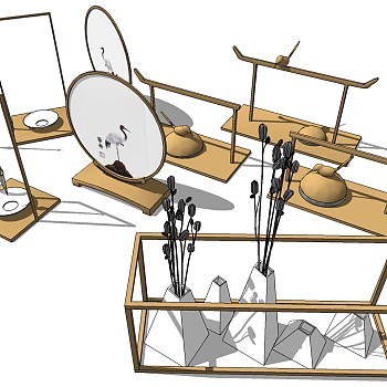 (11) 新中式饰品摆件笔架sketchup草图模型下载
