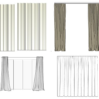 15现代窗帘sketchup草图模型下载