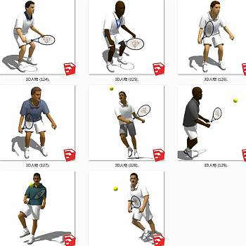 精细男性人物网球运动员 SketchUp草图3d人物模型下载