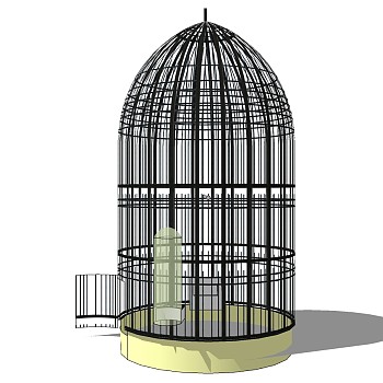 新中式铁艺鸟笼sketchup草图模型下载 (2)