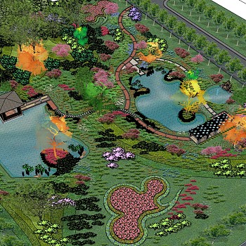 11公园景观树花园规划设计园林景观sketchup草图模型下载