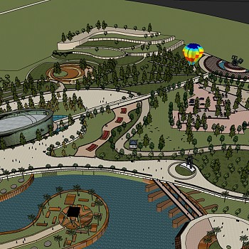 05公园文化广场景观设计规划 sketchup草图模型下载