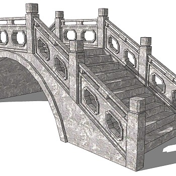 中式景观石材栏杆拱桥b (5)