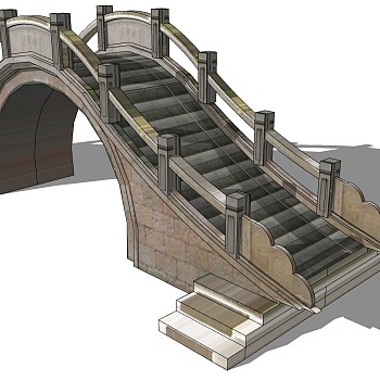 中式景观石材栏杆拱桥c (2)