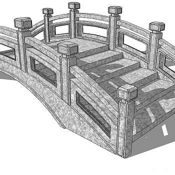 中式景观石材栏杆拱桥 (4)