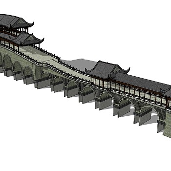 中式古建凉亭连廊桥 (8)