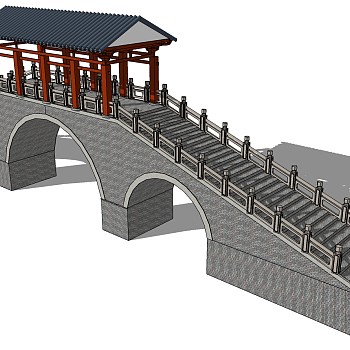 中式古建凉亭连廊桥 (9)
