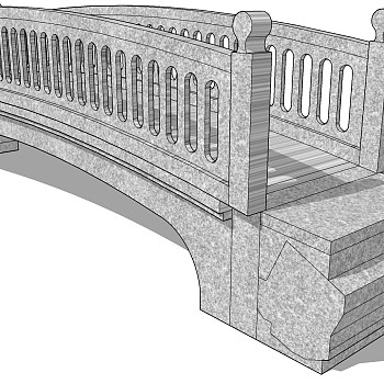 03中式桥,石桥,石栏杆,玉石栏杆,石拱桥景观桥sketchup草图模型下载