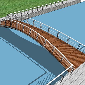 17景观桥护城河sketchup草图模型下载
