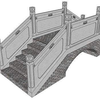 10景观桥 中式玉石栏杆户外景观桥中式石头拱桥sketchup草图模型下载
