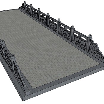 09景观桥中式玉石栏杆户外景观桥中式石头拱桥sketchup草图模型下载