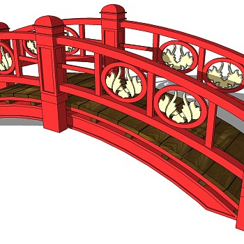 69中式木拱桥sketchup草图模型下载