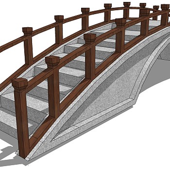 63中式木拱桥石拱桥sketchup草图模型下载