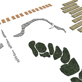 园林景观青石板路面甬路SketchUp草图模型下载 (9)